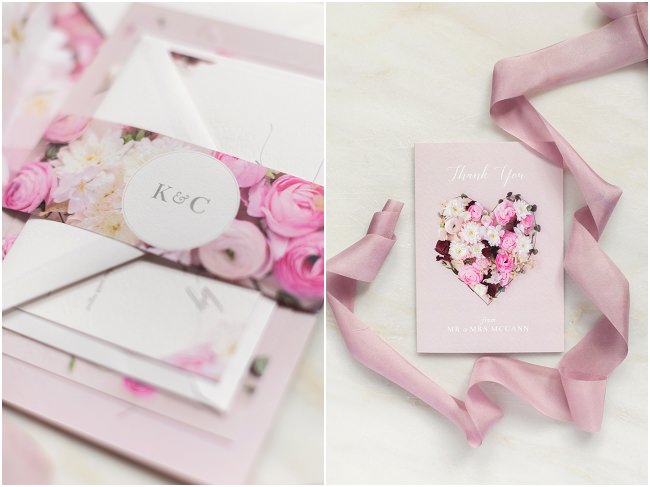 pink floral wedding stationary invitation save the date order of service rsvp soft petal ranunculus