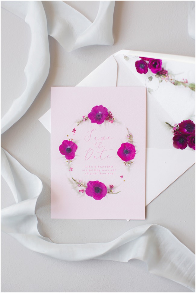 pink floral wedding stationary invitation save the date order of service rsvp soft petal ranunculus